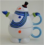 Snowman with scarf Tea For One